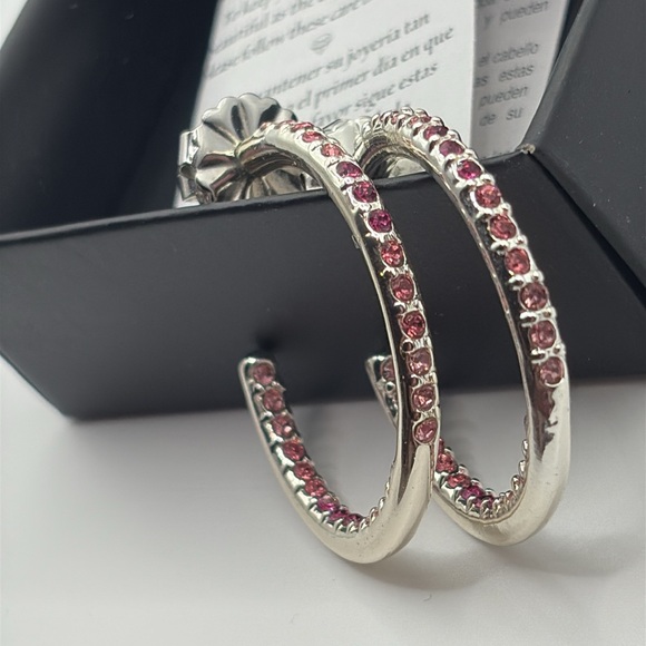 Avon Jewelry - Avon Pink Ombré Hoop Earrings Silver NWOTS